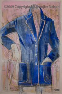 Blue Jacket Fine Art Mixed Media by Jennifer Nelson