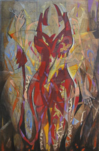 Devil In Red painting