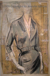 Gray Dress Fine Art Mixed Media by Jennifer Nelson