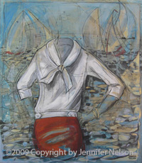 White Sailor Blouse Fine Art Mixed Media by Jennifer Nelson