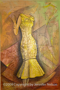 Yellow Dress Fine Art Mixed Media by Jennifer Nelson