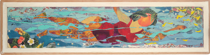 The Red Swimsuit Fine Art Tin Collage by Jennifer Nelson